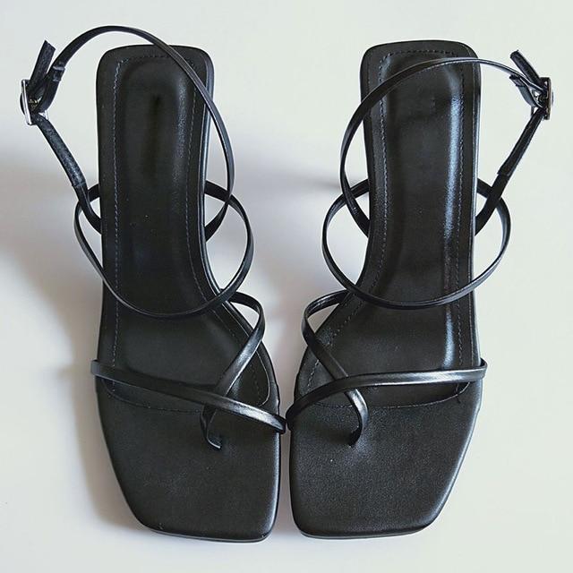 High Heels Sandals For Band High Heel Vintage Square Toe Heel Sandals