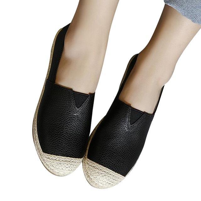 New Loafers Weave Straw Ballet Flats Casual Fisherman Shoes