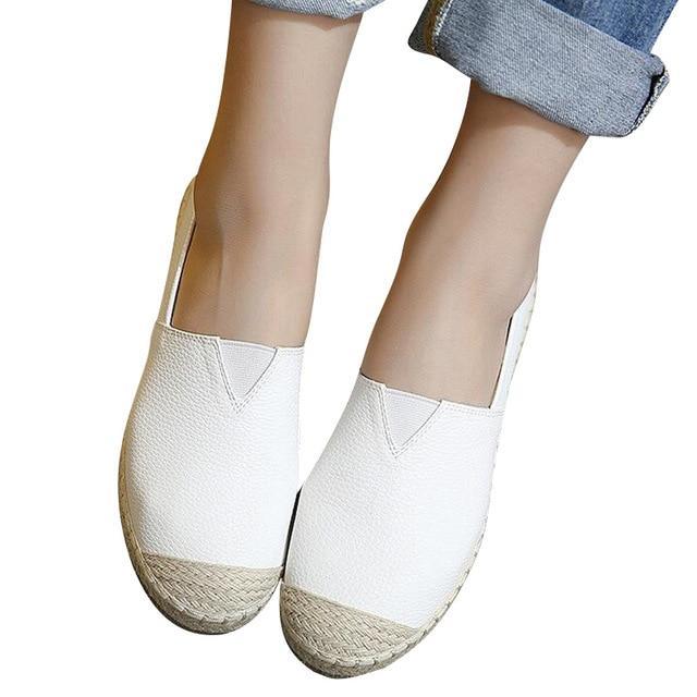New Loafers Weave Straw Ballet Flats Casual Fisherman Shoes