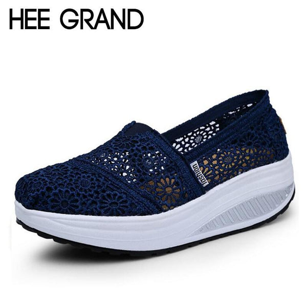 Women Loafers Soft Casual Shoes Openwork Lace Vamp Woman Creepers Slip On Flats Comfortable Women Shoes