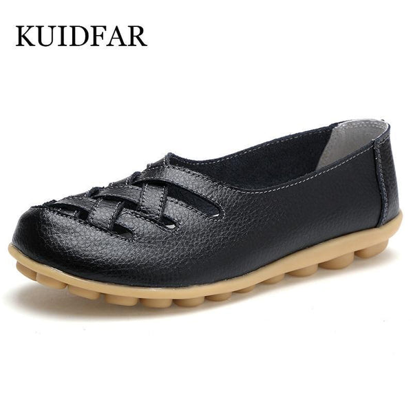 Genuine Leather Summer Women Flats Shoes