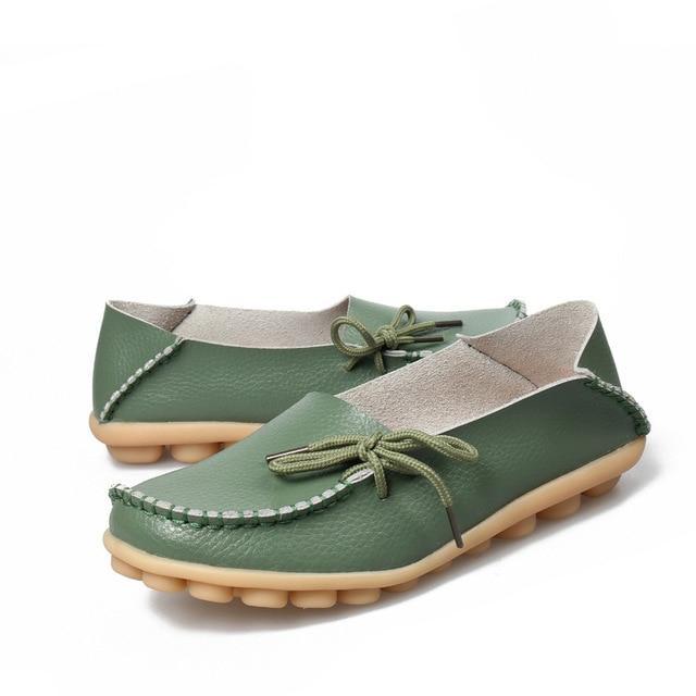 Women Flats Shoes  Large Size Real Leather Mommy Shoes