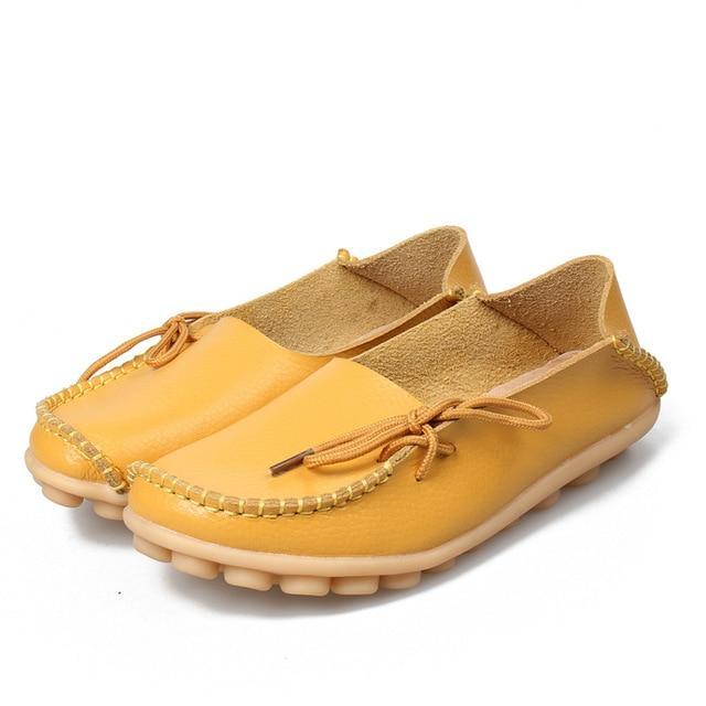 Women Flats Shoes  Large Size Real Leather Mommy Shoes