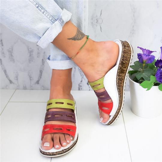 women sandals 3 Color stitching sandals