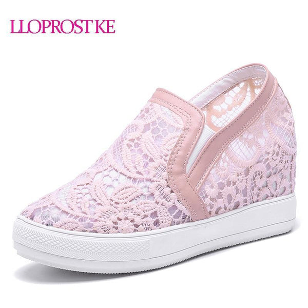 Elegant Loafers Shoes Women Casual Lace Round toe Shoes