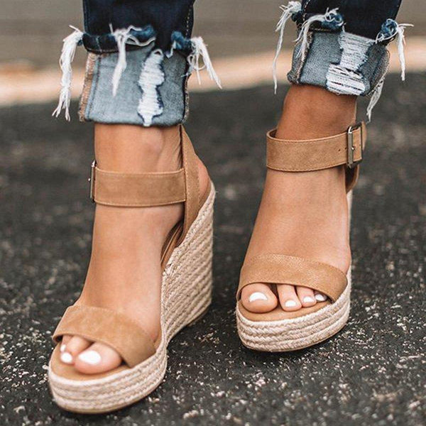 Black Women Sandals Open Toe Platform Wedges Sandals