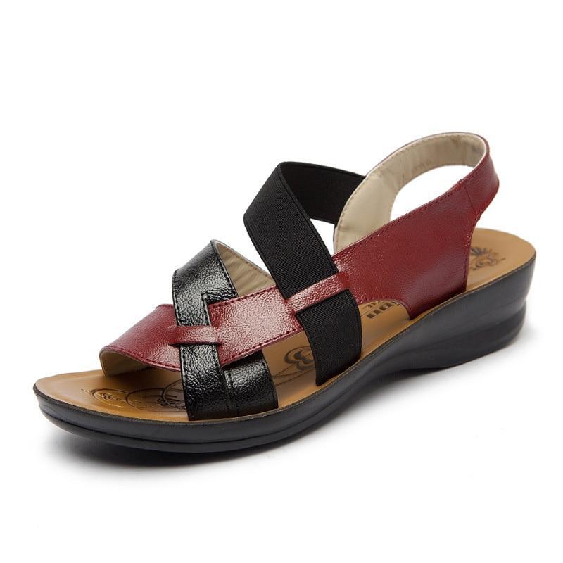 Leather Women Sandals Soft Bottom Mother Sandals
