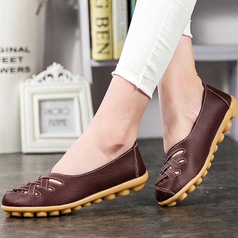 Loafers genuine leather flat women shoes