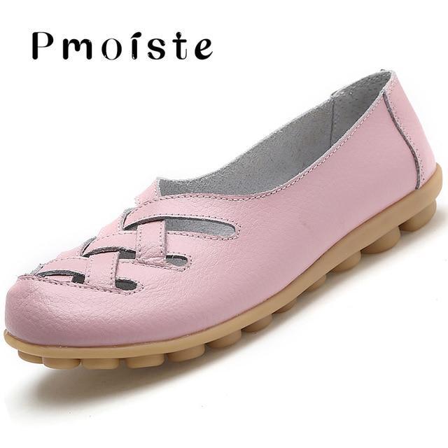 Loafers genuine leather flat women shoes
