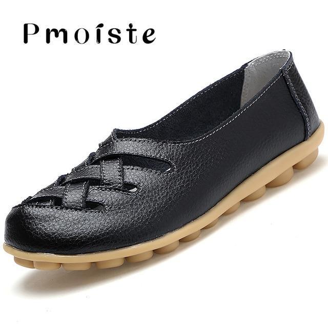 Loafers genuine leather flat women shoes