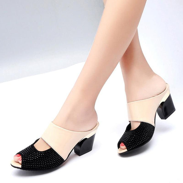 Fashion Women Leather Sandals Sexy Peep Toe Cut Out High Heels