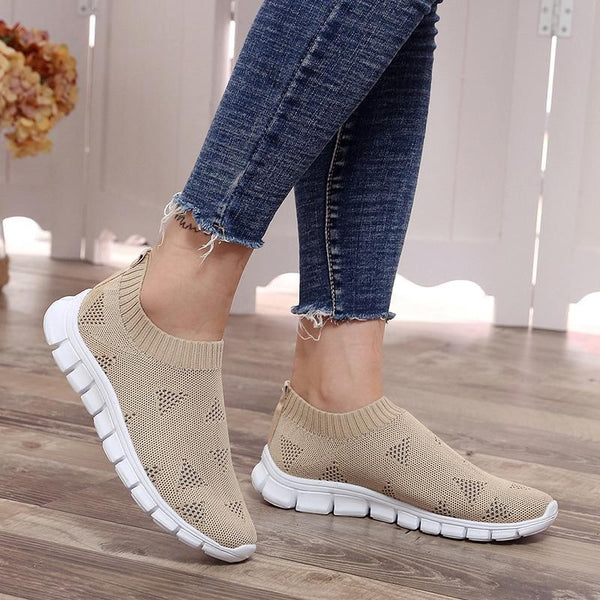 Women  Sneaker Knitted Mesh Vulcanized Shoes Casual Slip