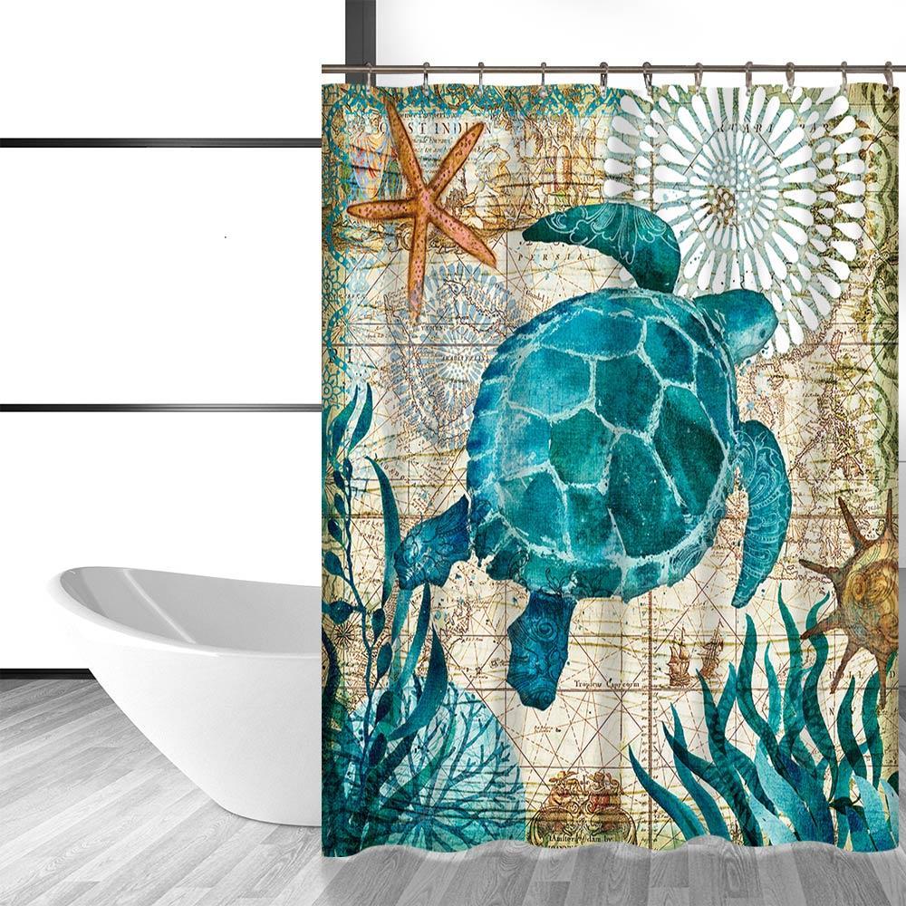 Sea Turtle Waterproof Shower Curtain