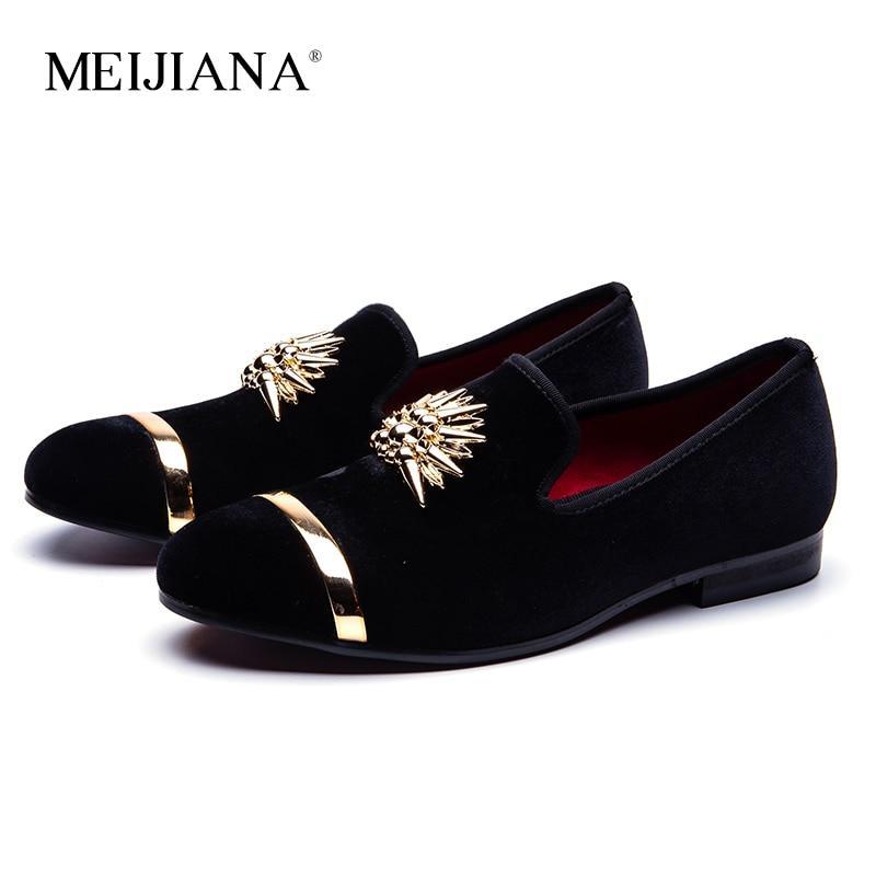 New Fashion Gold Top and Metal Toe Men Velvet Dress shoes