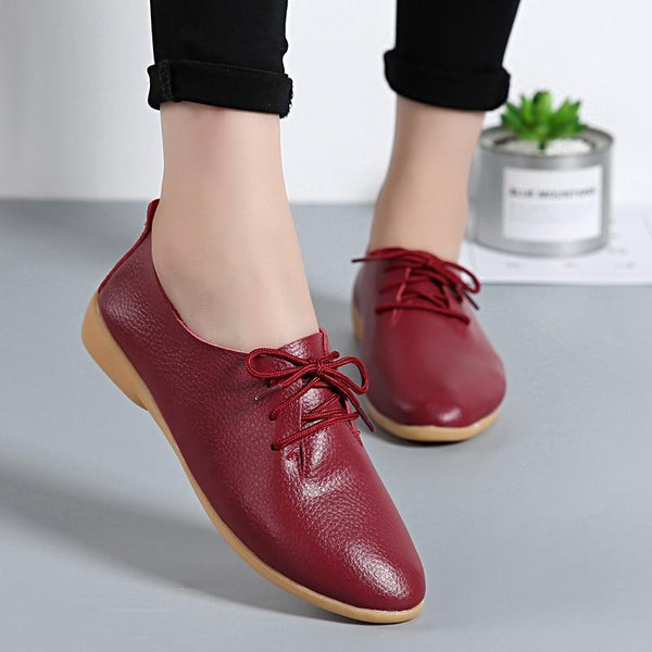 Plus size Loafers Women Shoes Lace up Moccasins Soft Female Ladies Shoes