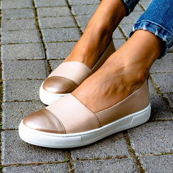 Women Leather Loafers slip-on ballet flats white black Shoes