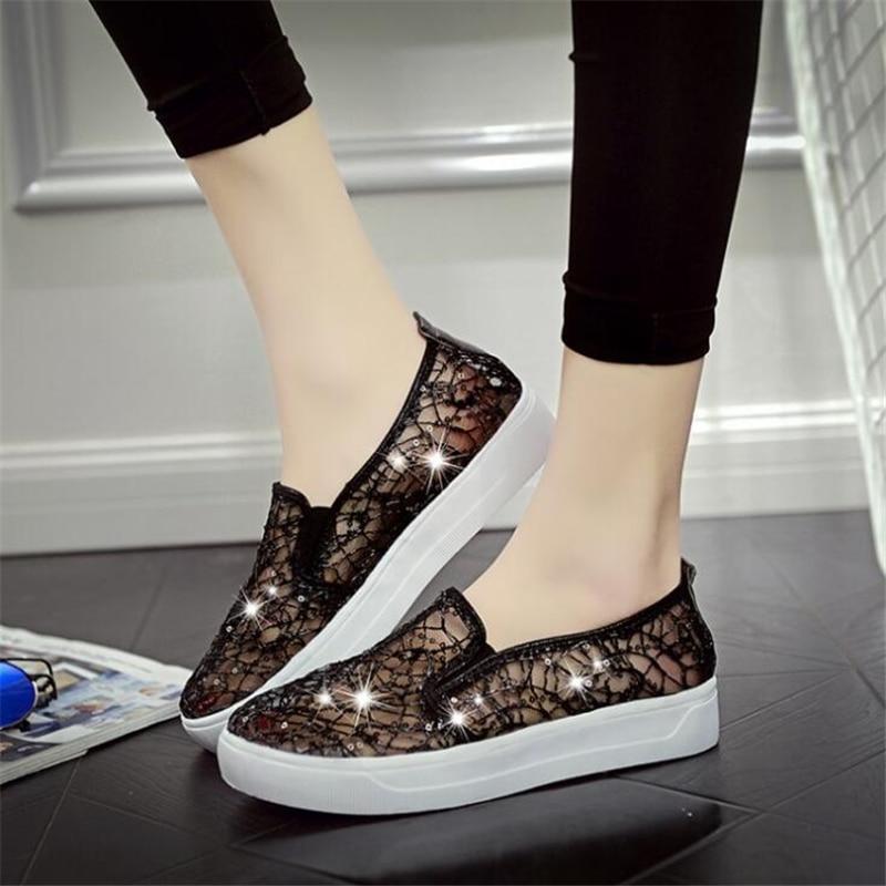 Rhinestones Women Flats Casual Cut Outs Shoes