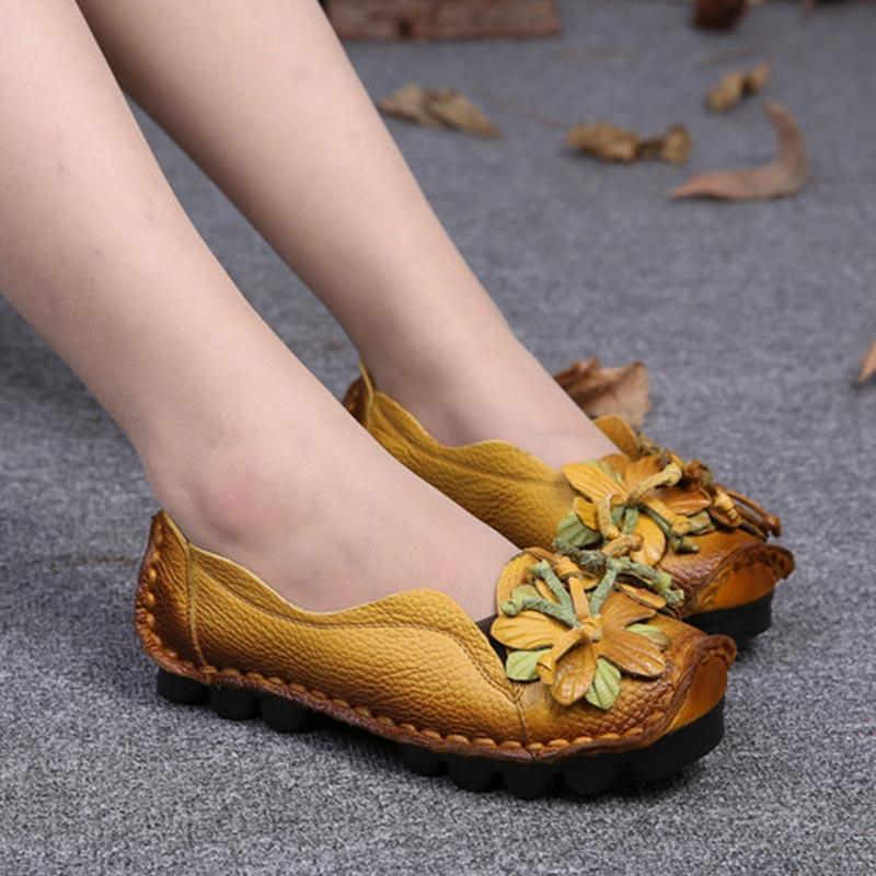 Retro Flat Shoes Women Loafers Slip on Leather Shoes