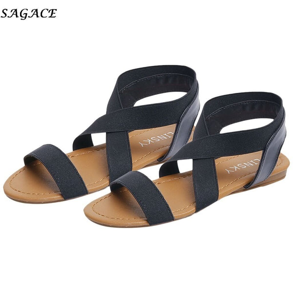 Women's sandals Women  New  Fashion Rome Cross Strap Flats Sandals