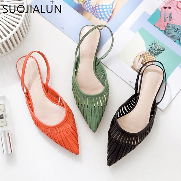 New Women Flat Sandals Brand Design Pointed Toe Slip On Sandal