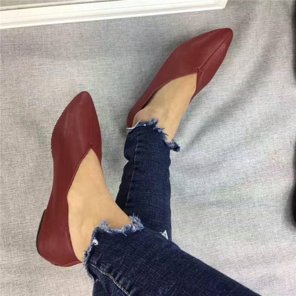 Women's Shoes Handmade 100% Genuine Leather Slip-On Women Simple style soft Cowhide Shoes