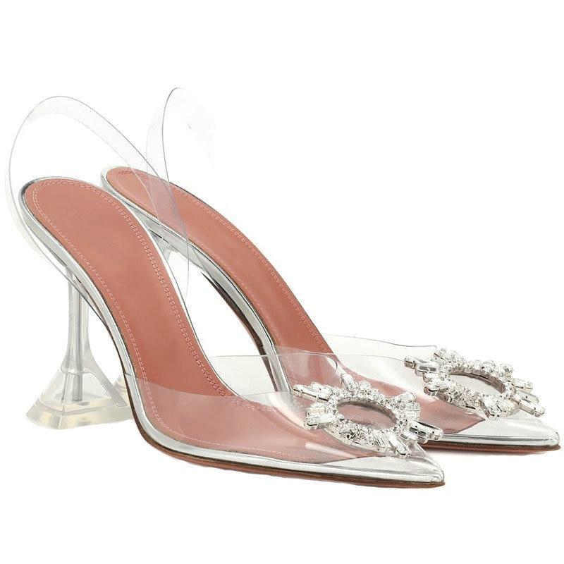 Sexy High Heels Sandals Shoes Woman Silver Rhinestone Wedding Shoes