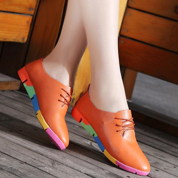 Newest Sneakers Women Shoes Plus Size Breathable Genuine Leather Ballet Flats Women Sneakers