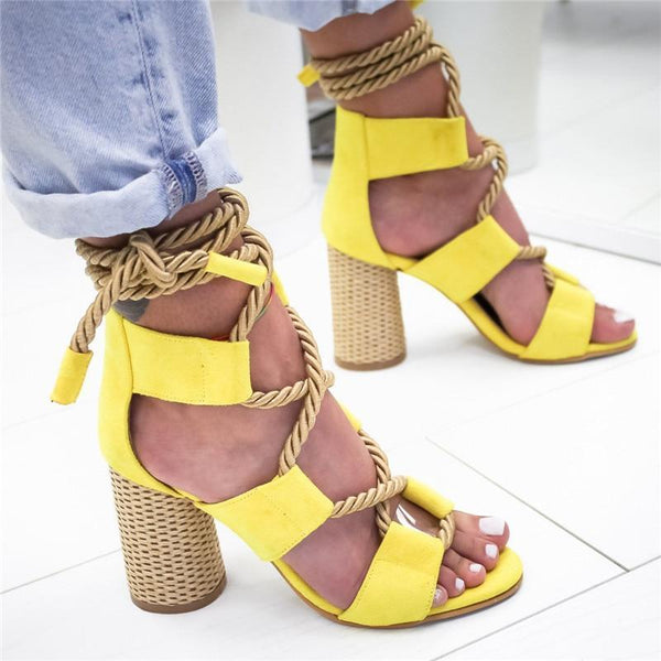 Espadrilles Women Sandals Heel Pointed Fish Mouth Sandals