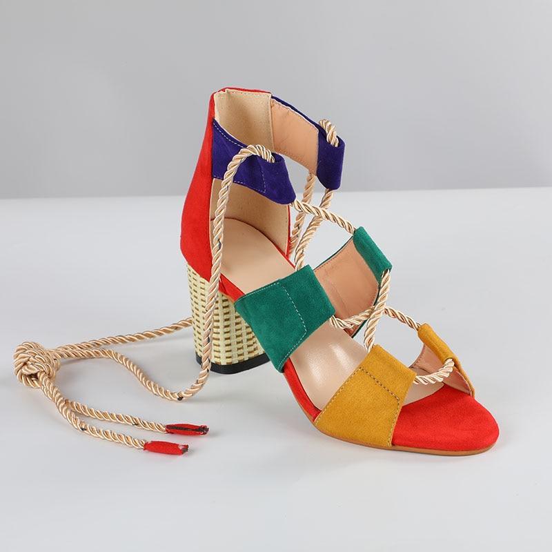 Espadrilles Women Sandals Heel Pointed Fish Mouth Sandals