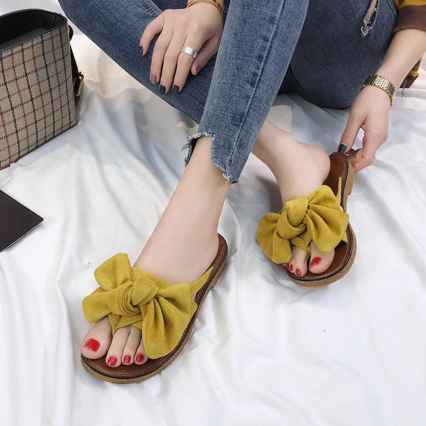 Women Bow Tie Flat Heel Sandals