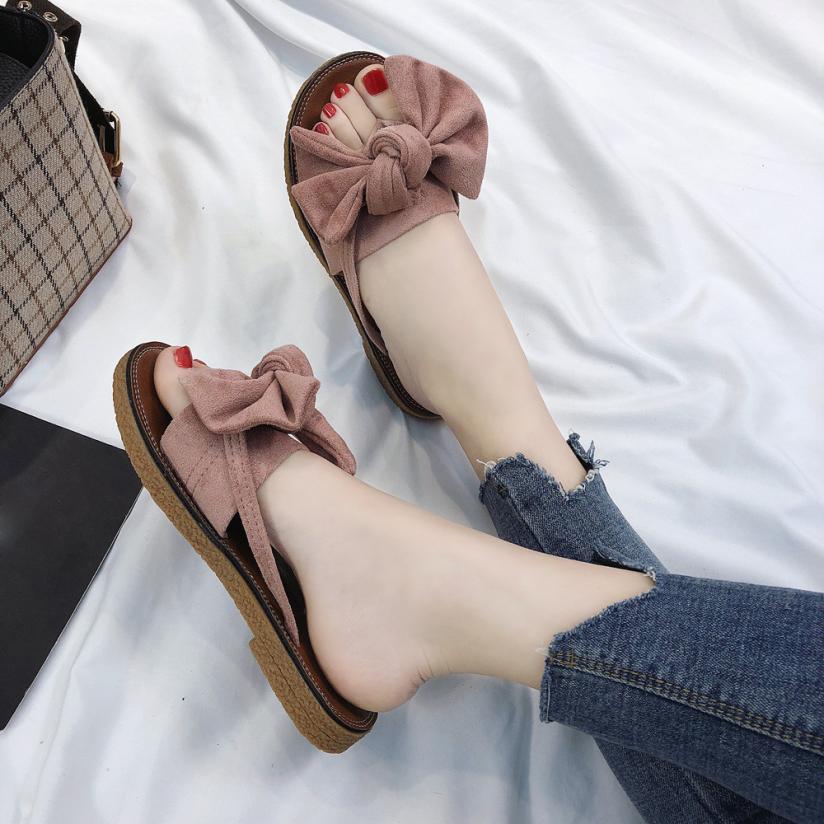 Women Bow Tie Flat Heel Sandals