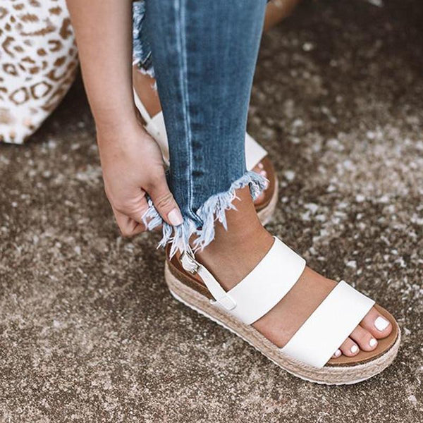 Leopard Sandals High Heels Wedges PU Platform Women Sandals