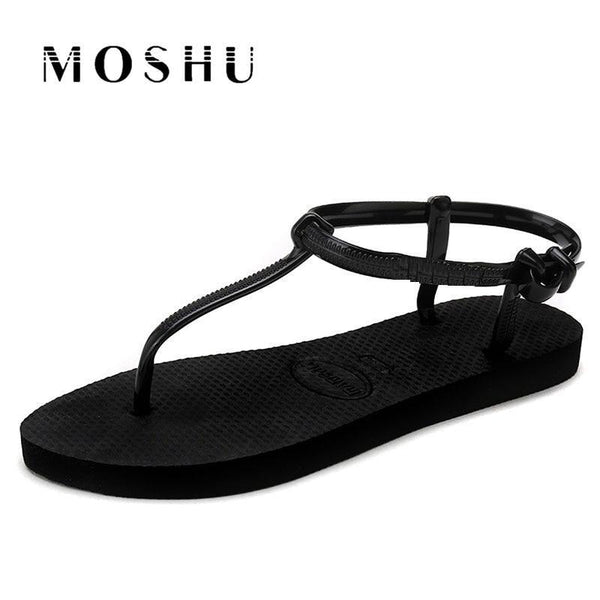 Women Sandals T Stripe Flat Sandals female Gladiator Sandals