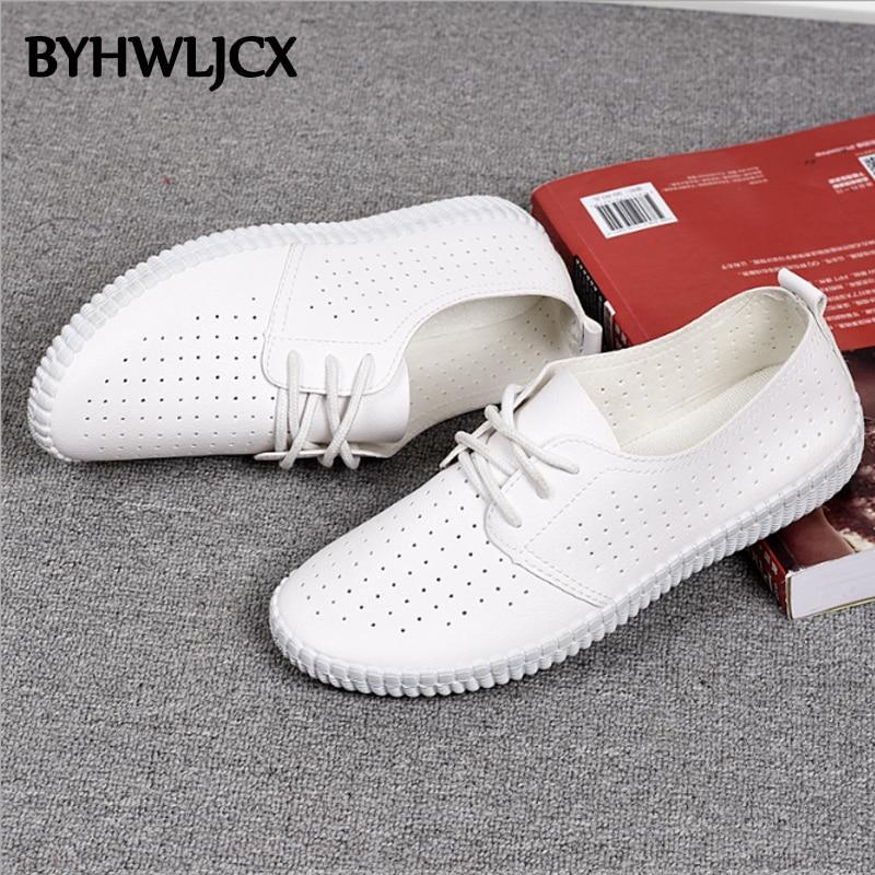 leather woman shoes casual white tie rubber soft bottom sneakers