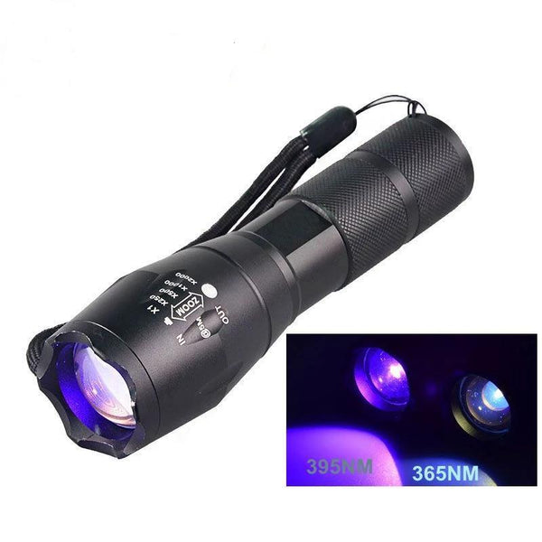 IcoolGadget Ultraviolet 365nM 395nM 4W Power LED Aluminum Zoom UV flashlight lamp Black light Torch