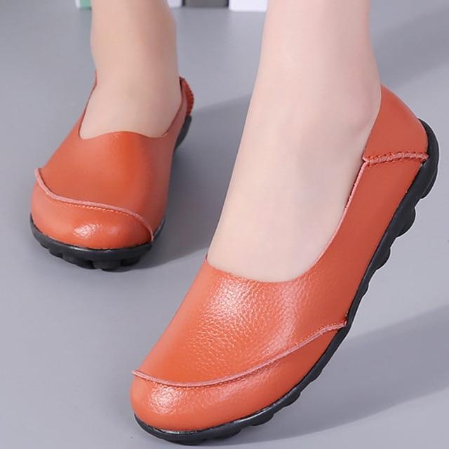 Woman shoes fashion style large size 35-44 genuine leather flats loafers