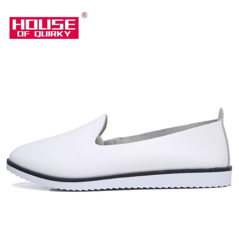 Genuine Leather Slip on ladies Shallow Casual Shoes