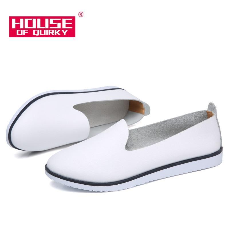 Genuine Leather Slip on ladies Shallow Casual Shoes