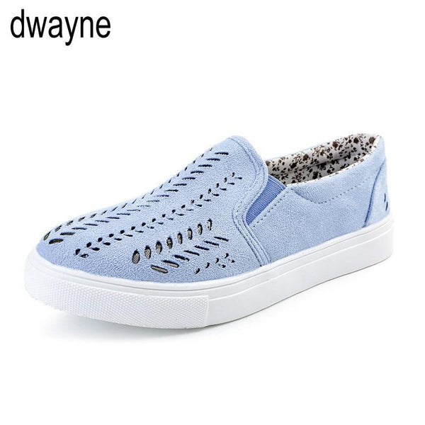 Women Cut-outs Elastic Band Shoes Female Flock Slip-on Shallow Breathable Flat Casual Shoes