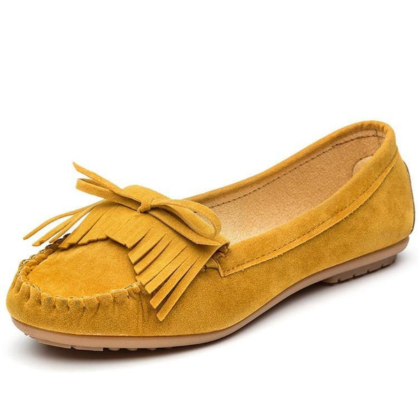 Women Flat Platform Loafers Ladies Elegant Suede Moccasins Fringe Shoes