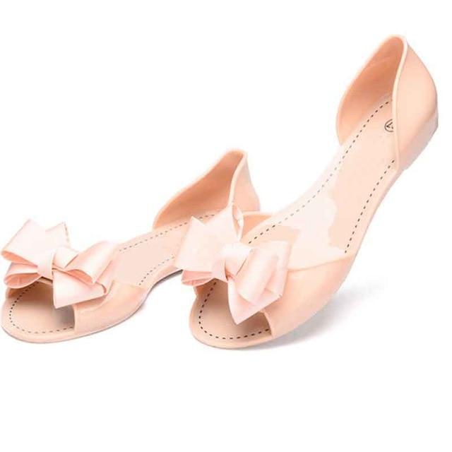 Women Flat Sandals Beach Jelly Shoes Woman Summer Bowtie Outdoor Slippers Slip On Sandalias Women Shoes Big Size 35-40 WSH2336