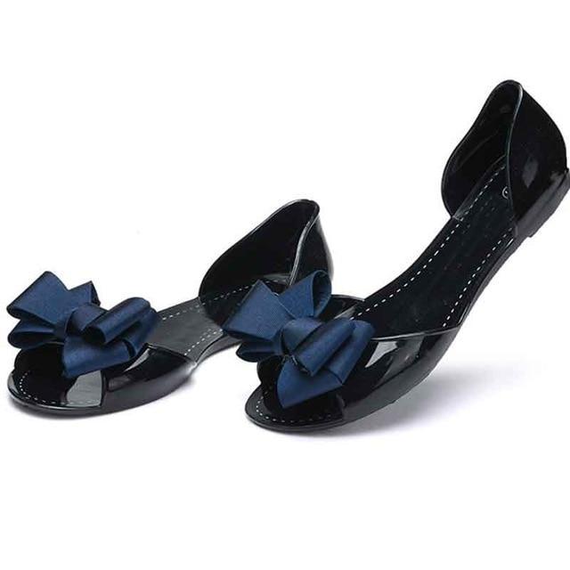 Women Flat Sandals Beach Jelly Shoes Woman Summer Bowtie Outdoor Slippers Slip On Sandalias Women Shoes Big Size 35-40 WSH2336