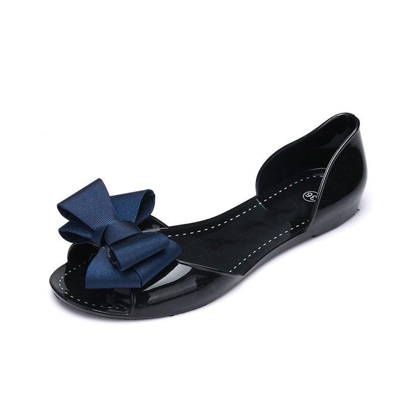 Women Flat Sandals Beach Jelly Shoes Woman Summer Bowtie Outdoor Slippers Slip On Sandalias Women Shoes Big Size 35-40 WSH2336