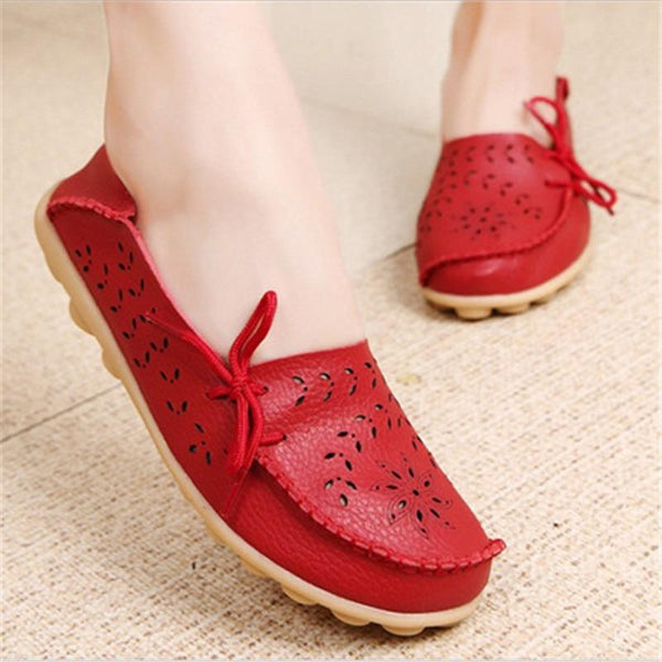 Women Flats  Genuine Leather Shoes Mother Loafers