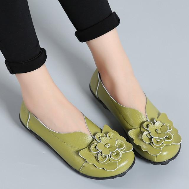 New Fashion Ballet  Flower Women Shoes Genuine Loafers