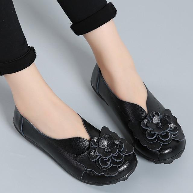 New Fashion Ballet  Flower Women Shoes Genuine Loafers