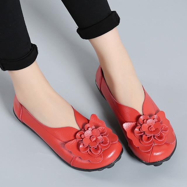 New Fashion Ballet  Flower Women Shoes Genuine Loafers