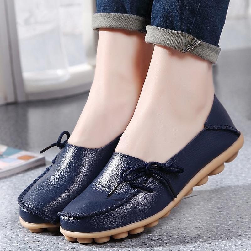Women Flats Soft Genuine Leather Shoes Women Moccasins Shallow Casual Shoes