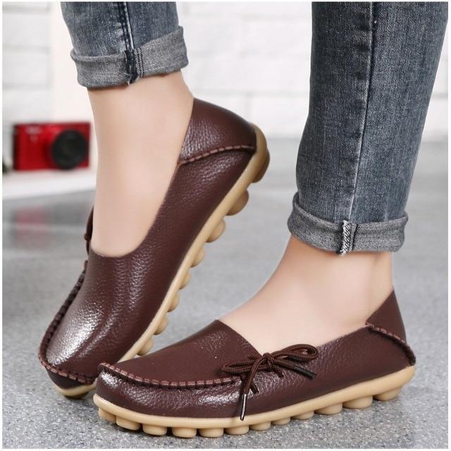 Women Flats Soft Genuine Leather Shoes Women Moccasins Shallow Casual Shoes