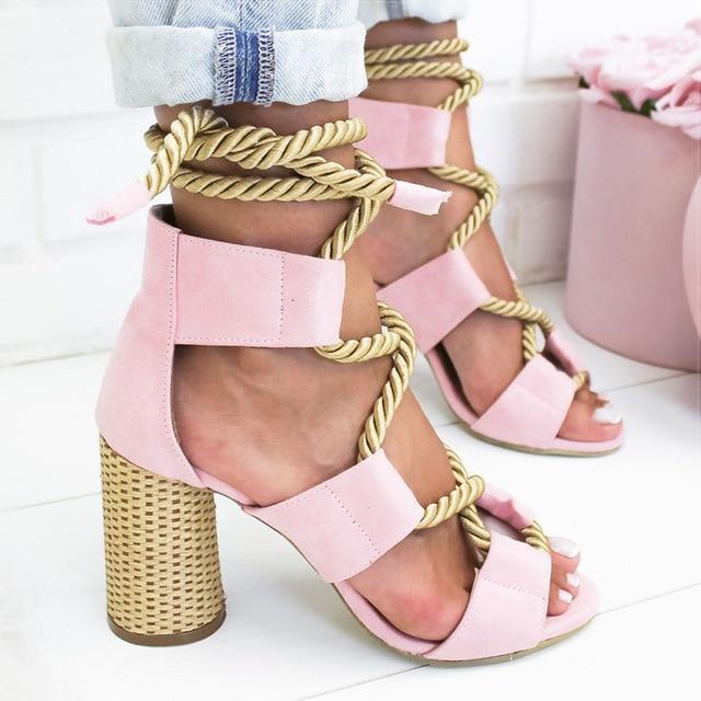 Women Sandals Lace Up  Shoes Woman Heels Sandals